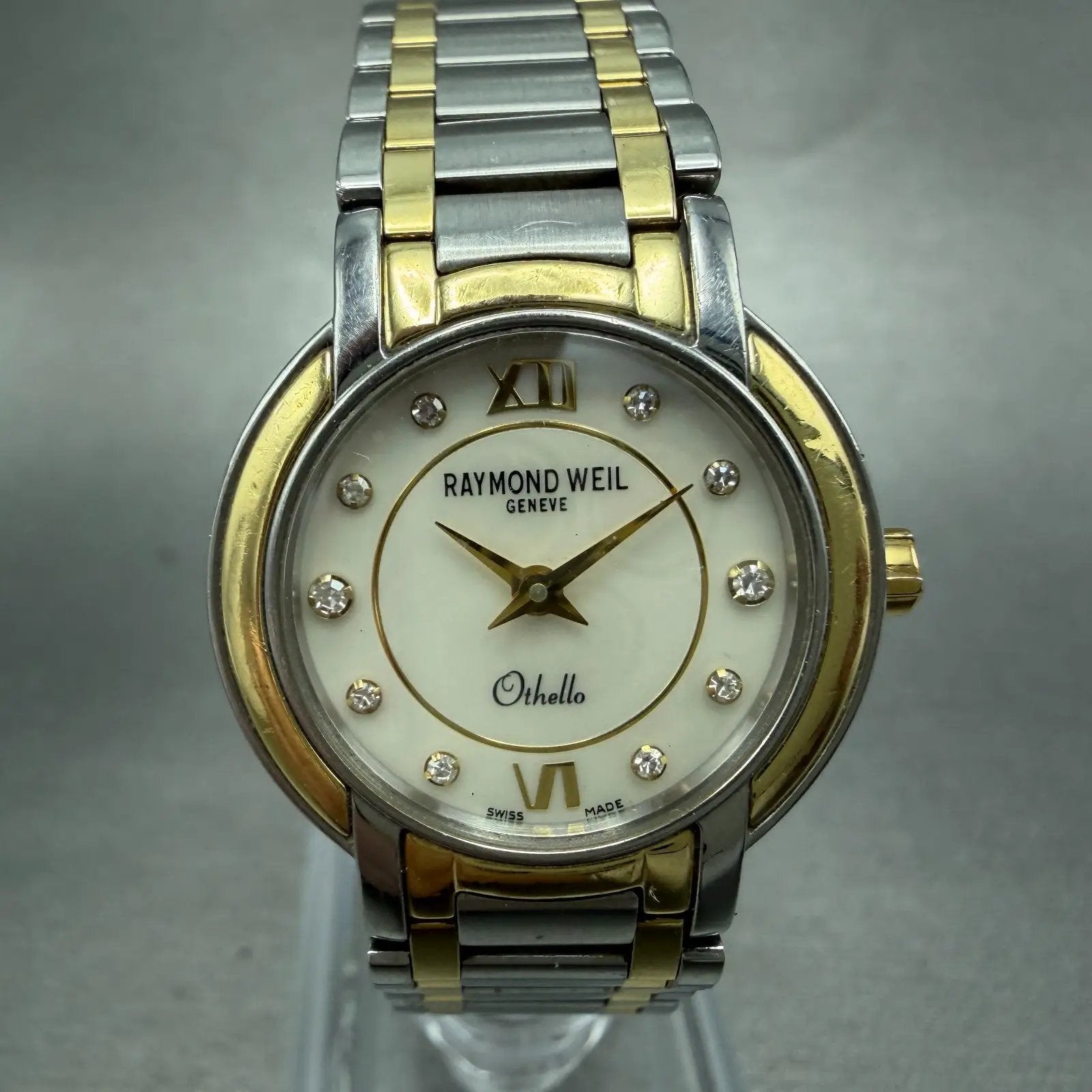 Raymond Weil Othello Watch Women 25mm MOP Dial Two Tone Diamonds  2320 New Batt0