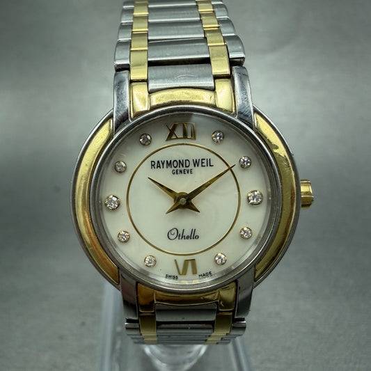 Raymond Weil Othello Watch Women 25mm MOP Dial Two Tone Diamonds  2320 New Batt0