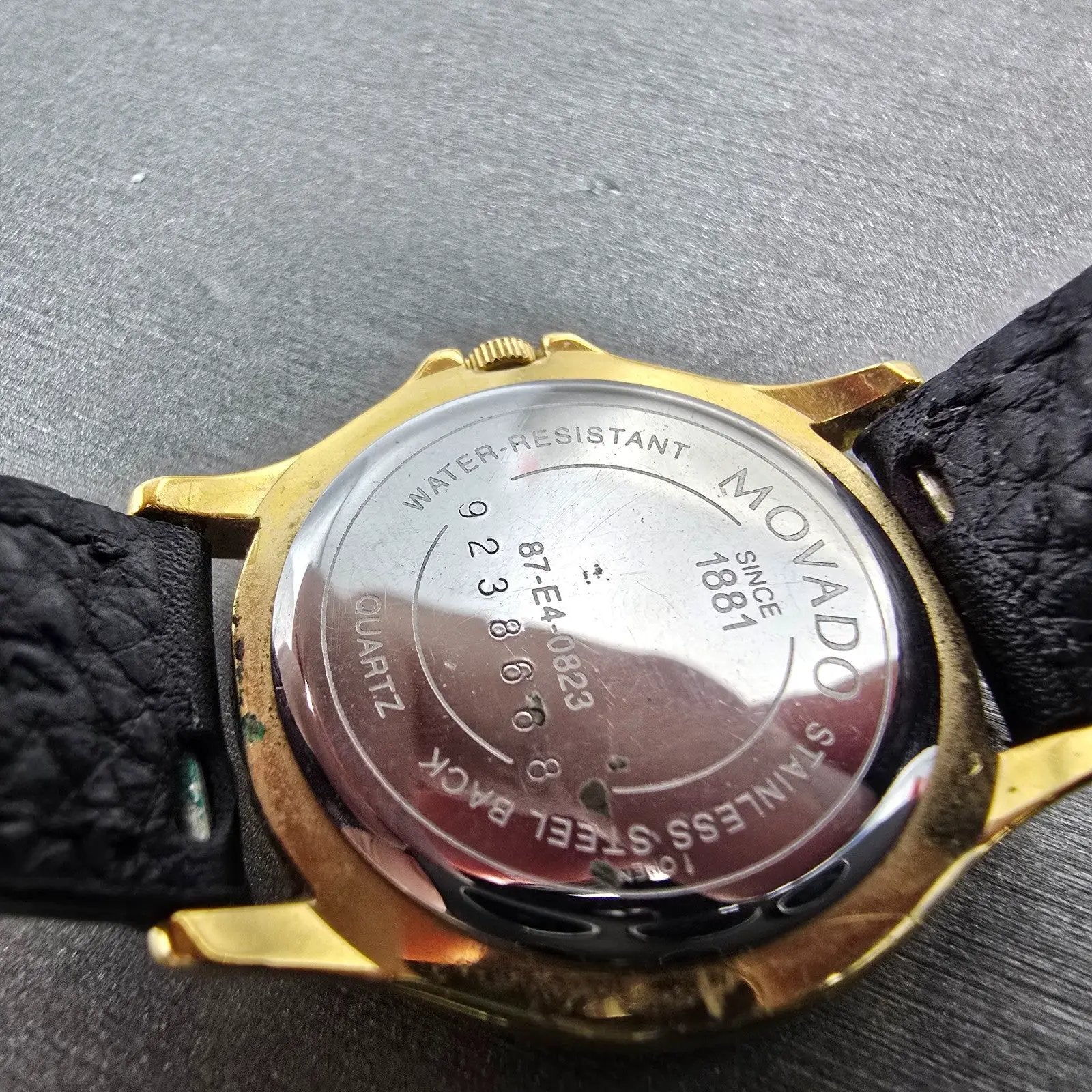 Movado Museum Watch Women 28mm Black Dial Gold Tone Round 87 E4 0823 New Battery9