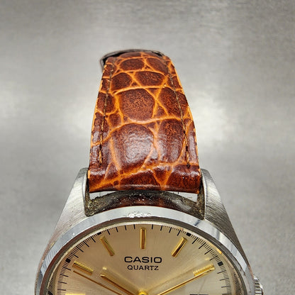 Casio Watch Men 37mm Champagne Dial Silver Tone Date MTP1175 New Battery5