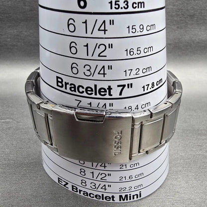 Fossil Chronograph Watch Men 48mm Silver Dial Silver Tone Round FS4359 New Batt9