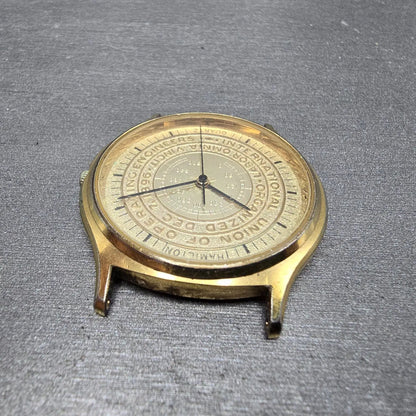 Hamilton Watch Men 34mm Champagne Dial Gold Round 9812U Operating Engineer PARTS5