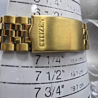 Citizen CQ Watch Men 35mm Champagne Dial Gold Tone Daydate 6101-R06501 New BattG13