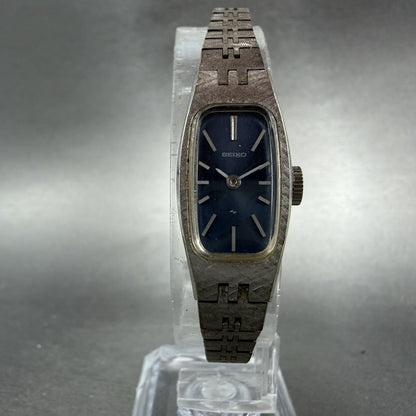 Seiko Watch Women 14mm Blue Dial Silver Tone Rectangle 1520-3629 Manual Runs5