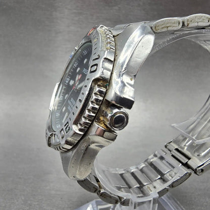 Seiko Pulsar Dive Watch Men 40mm Black Dial Steel READ! Daydate V736-6A60 NewBat3