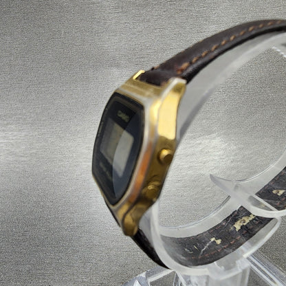 Casio L500 Watch Women 23mm Digital LCD Gold Tone Date Round New Battery VTG2