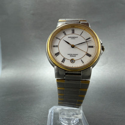 Casio Argent Watch Women 33mm White Dial Two Tone Date Round MTW-114 New battery5