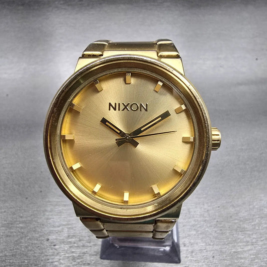 Nixon The Cannon Watch Men 40mm Gold Dial Gold Tone Round New Battery0