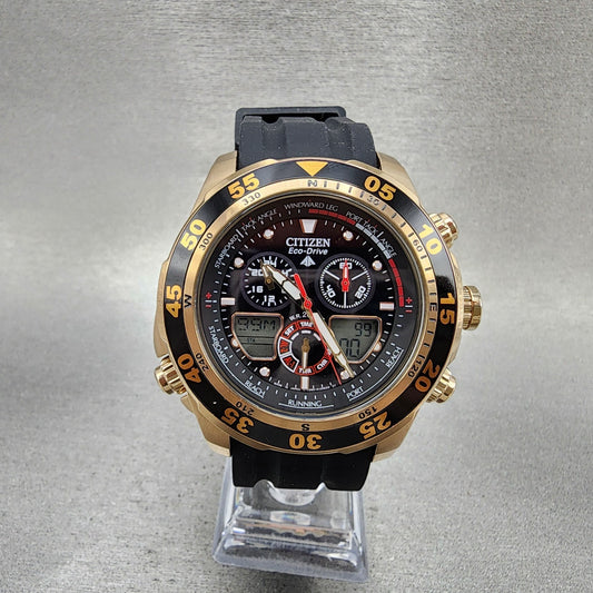 Citizen EcoDrive Promaster Watch Men 44mm Black Dial Rose Gold Tone C660 Works0