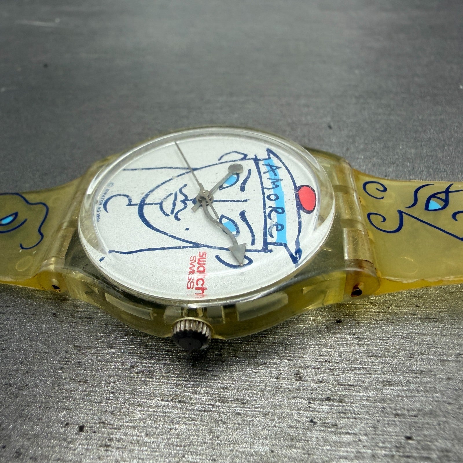 Swatch Flowers Watch Unisex 34mm White Dial Clear Case GK207 Round New Battery3