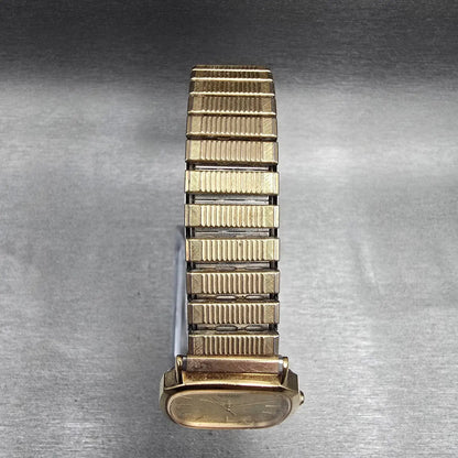 Seiko Watch Men 28mm Champagne Dial Gold Tone Rectangle 6030-5640 New Battery4