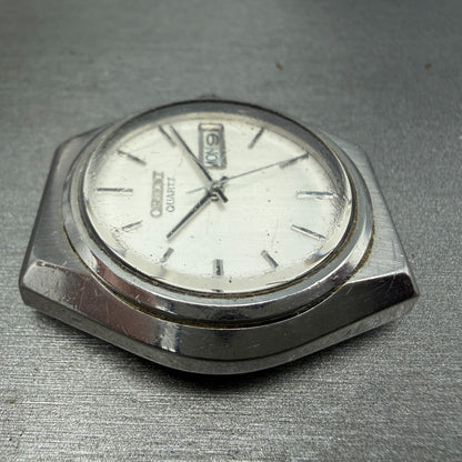 Orient Watch Men 37mm Silver Dial Silver Tone Daydate Round I029110-70 New Batt3