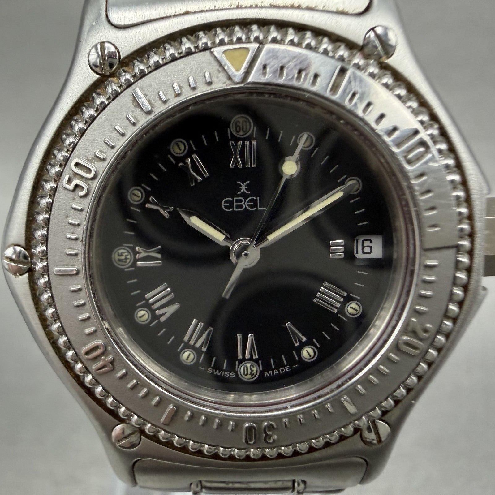 Ebel Discovery Watch Women 29mm Black Dial Steel Date Round 983912 New Battery1