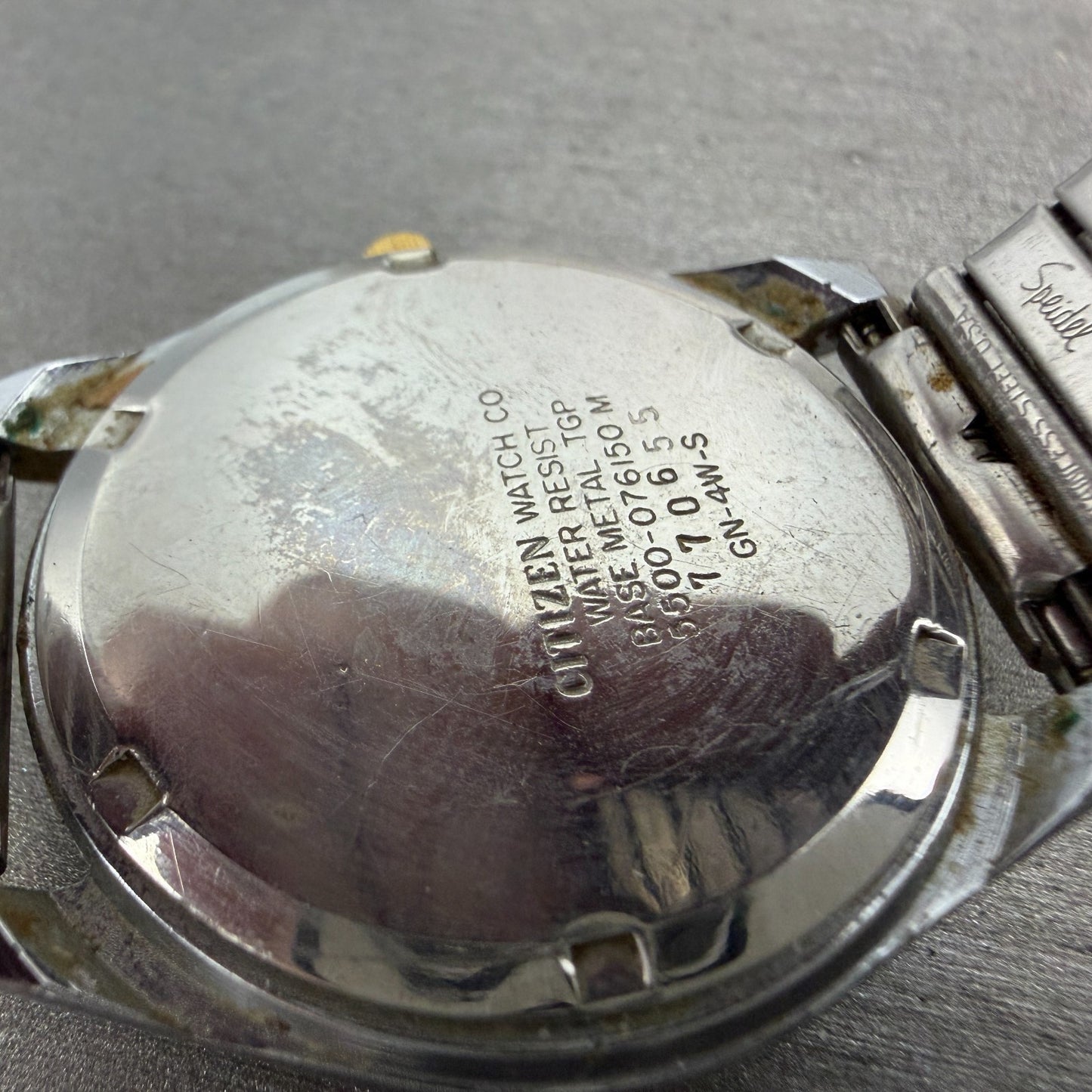 Citizen CQ President Watch Men 35mm Black Dial Two Tone Daydate Round New Batt9