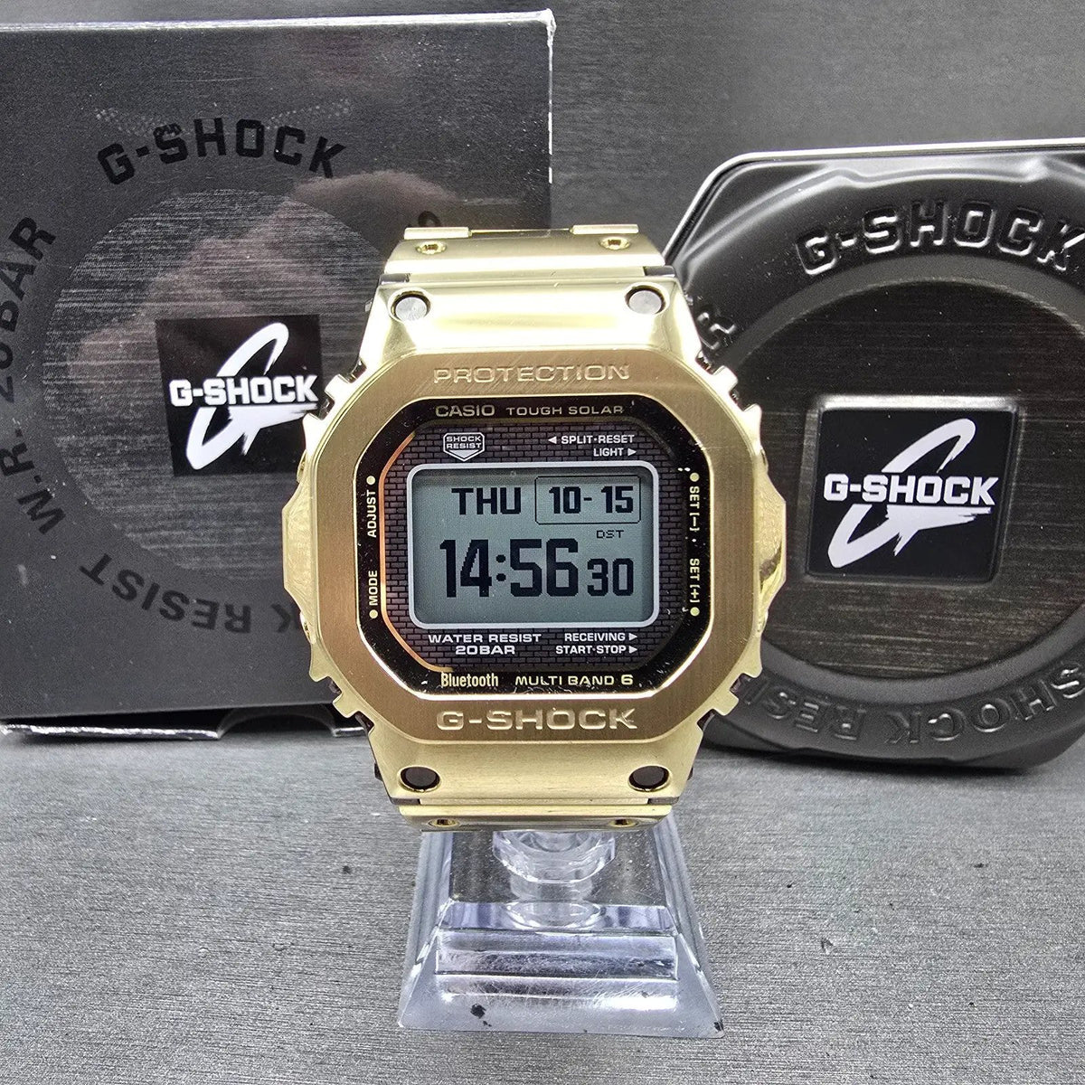 Casio G-Shock GMW-BZ5000 Watch Men 44mm Gold Atomic Solar Alarm Octagon Works0