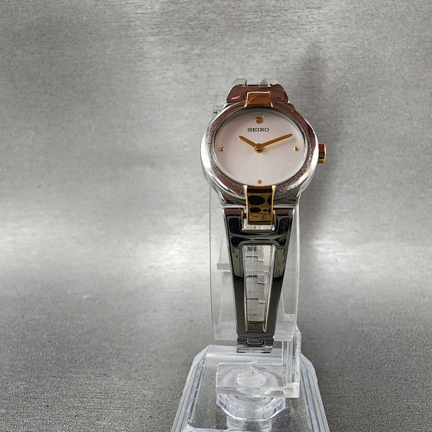 Seiko Watch Women 20mm White Dial Two Tone Round 1N000GM0 New Battery5