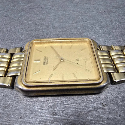 Seiko Tank Watch Men 26mm Gold Dial Gold Tone Rectangle V701-5J00 PARTS6