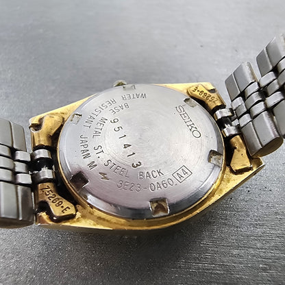 Seiko SQ Watch Women 24mm Gold Dial Gold Tone Daydate Round 3E230A60 NewBattery9