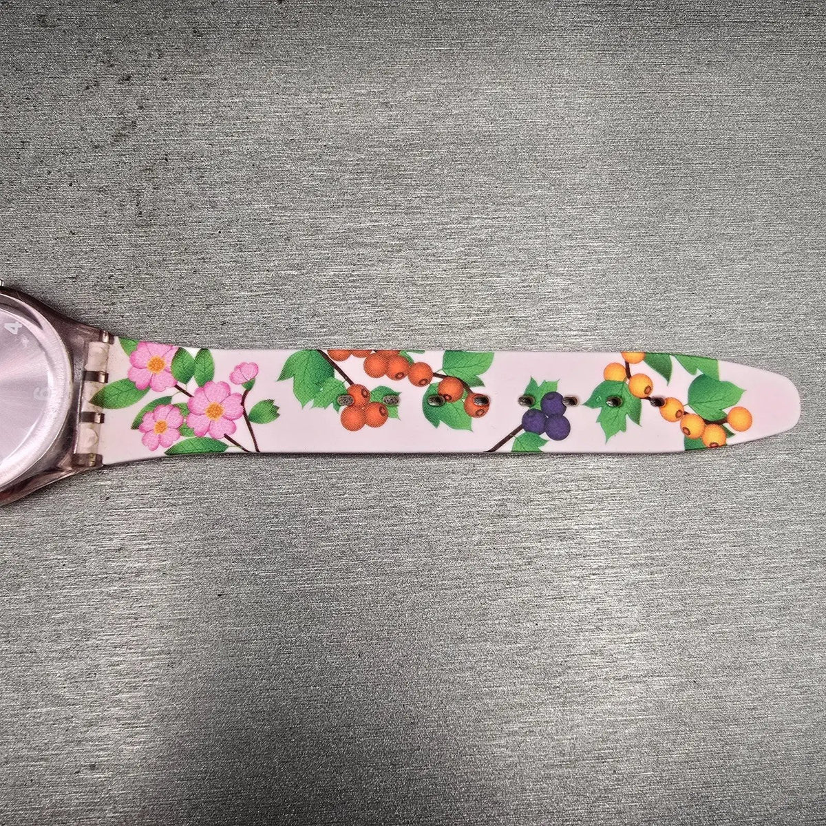 Swatch Merry Berry Watch Women 34mm Pink Dial Clear Case Round GP150 New Battery14