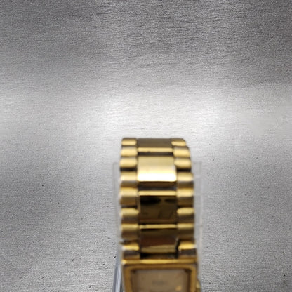 Seiko Tank Watch Women 13mm Champagne Dial Gold Tone 2e206320 New Battery4