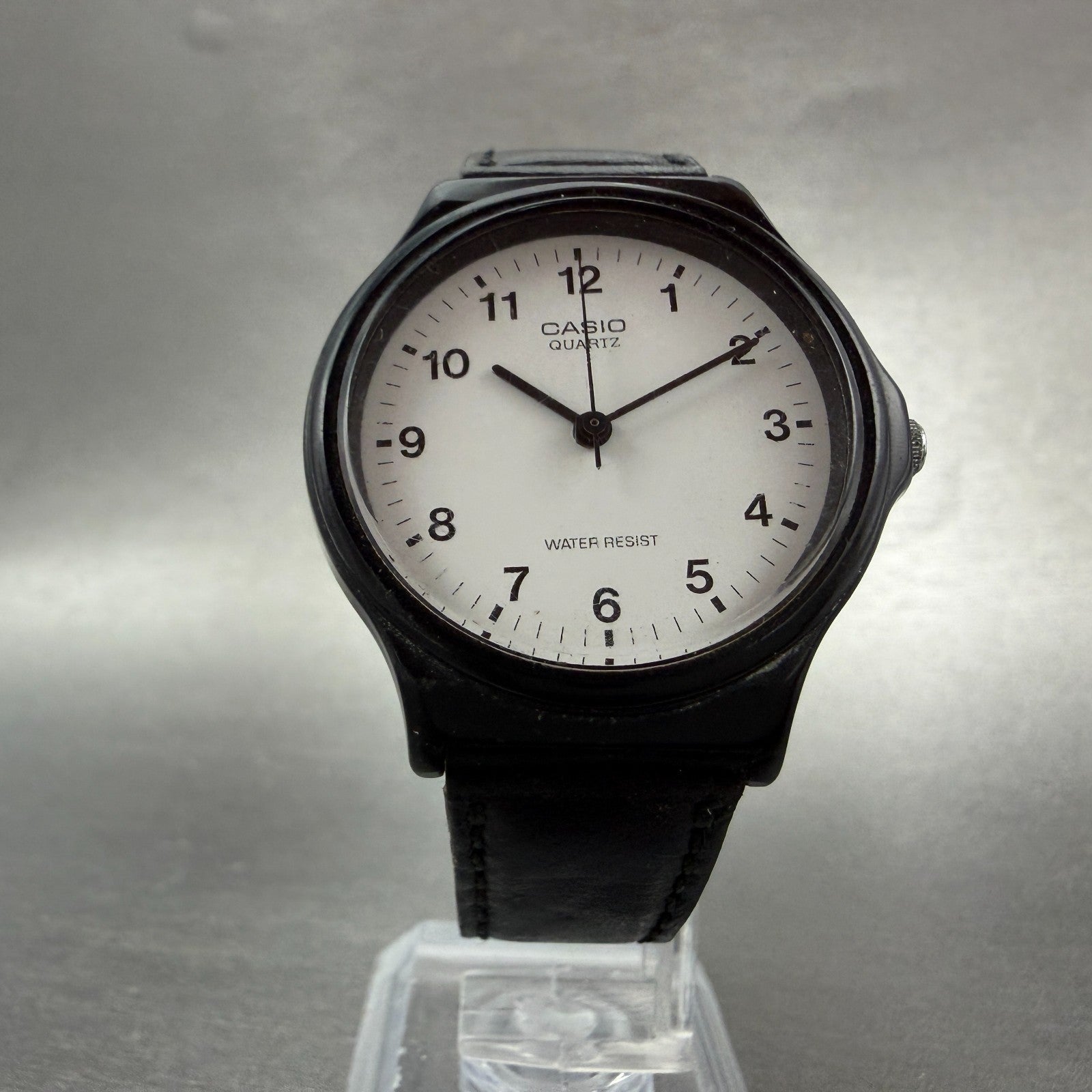 Casio MQ-24 Watch Unsiex 34mm White Dial Black Tone Round Leather New Battery5