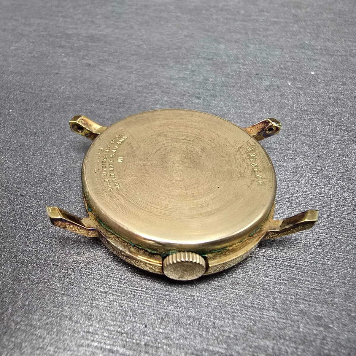 Bulova Watch Men 32mm Green Dial Gold Plated Manual Wind Round N1 PARTS10