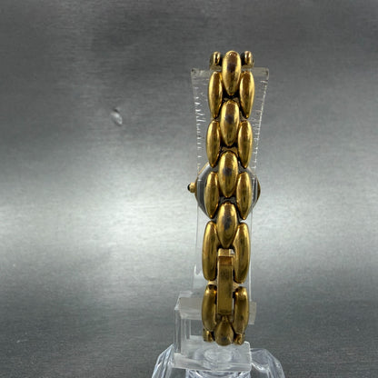 Seiko Watch Women 18mm Black Dial Gold Tone Diamond 4N00-6501 New Battery7