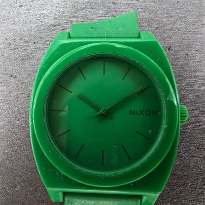Nixon Time Teller Watch Men 39mm Green Dial Green Tone Round New Battery1