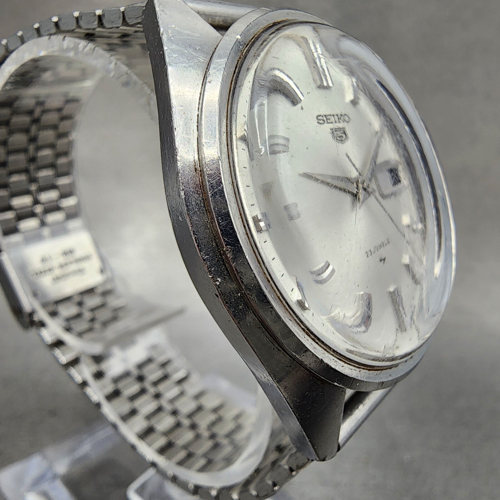 Seiko 5 Watch Men 37mm Silver Dial Silver Tone Daydate Automatic 51268060 PARTS4