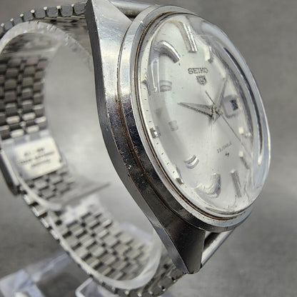 Seiko 5 Watch Men 37mm Silver Dial Silver Tone Daydate Automatic 51268060 PARTS4