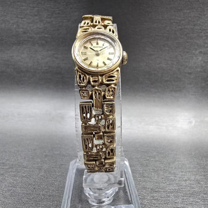 Seiko Watch Women 16mm Gold Dial Gold Nugget Round 11-0549 Manual Wind VTG JP5