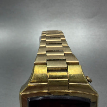 Witttnauer Polara RED LED Watch Men 35mm Gold Plated Tone Vintage PARTS5