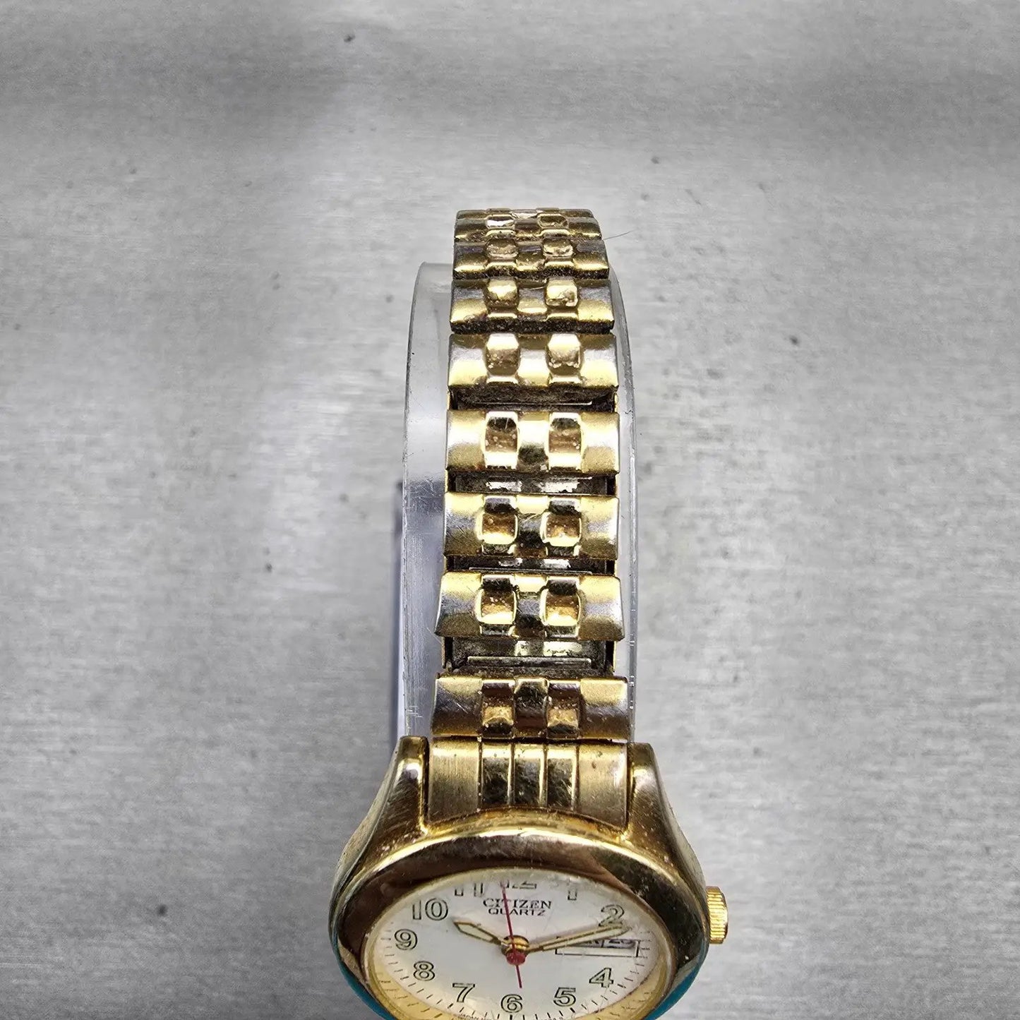 Citizen Watch Women 25mm White Dial Gold Tone Daydate Round 1002-S99442 New Batt4
