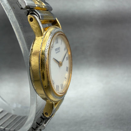 Seiko Watch Women 21mm White Dial Two Tone Round 1N00-0040 New Battery Vintage3