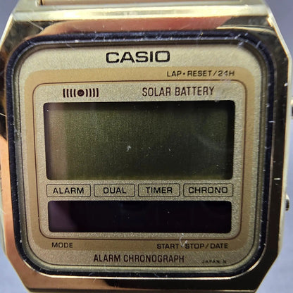 Casio SA-60 Watch Men 30mm Gold Solar Alarm Chronograph VTG PARTS JDM2