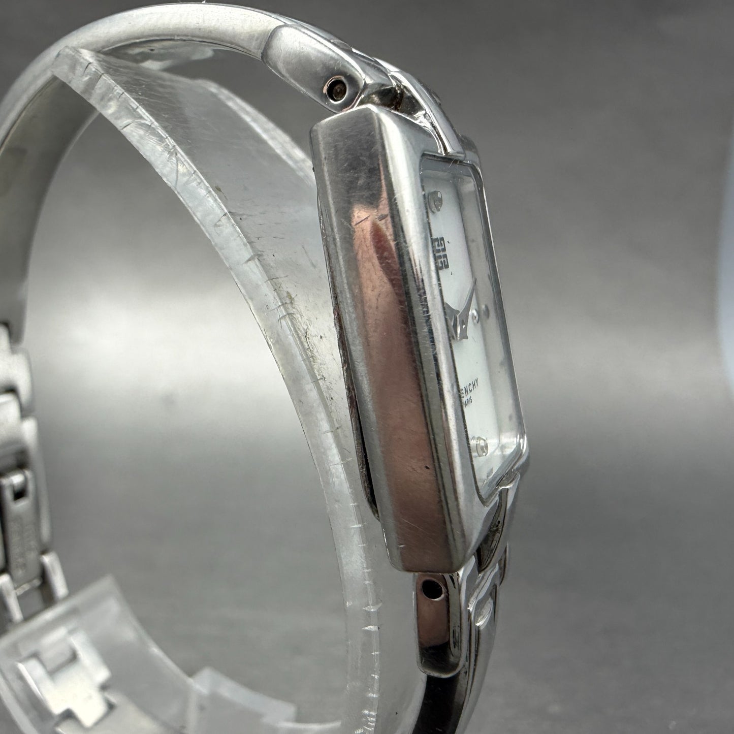 Givenchy Tank Watch Women 17mm MOP Dial Silver Tone Rectangle New Battery3