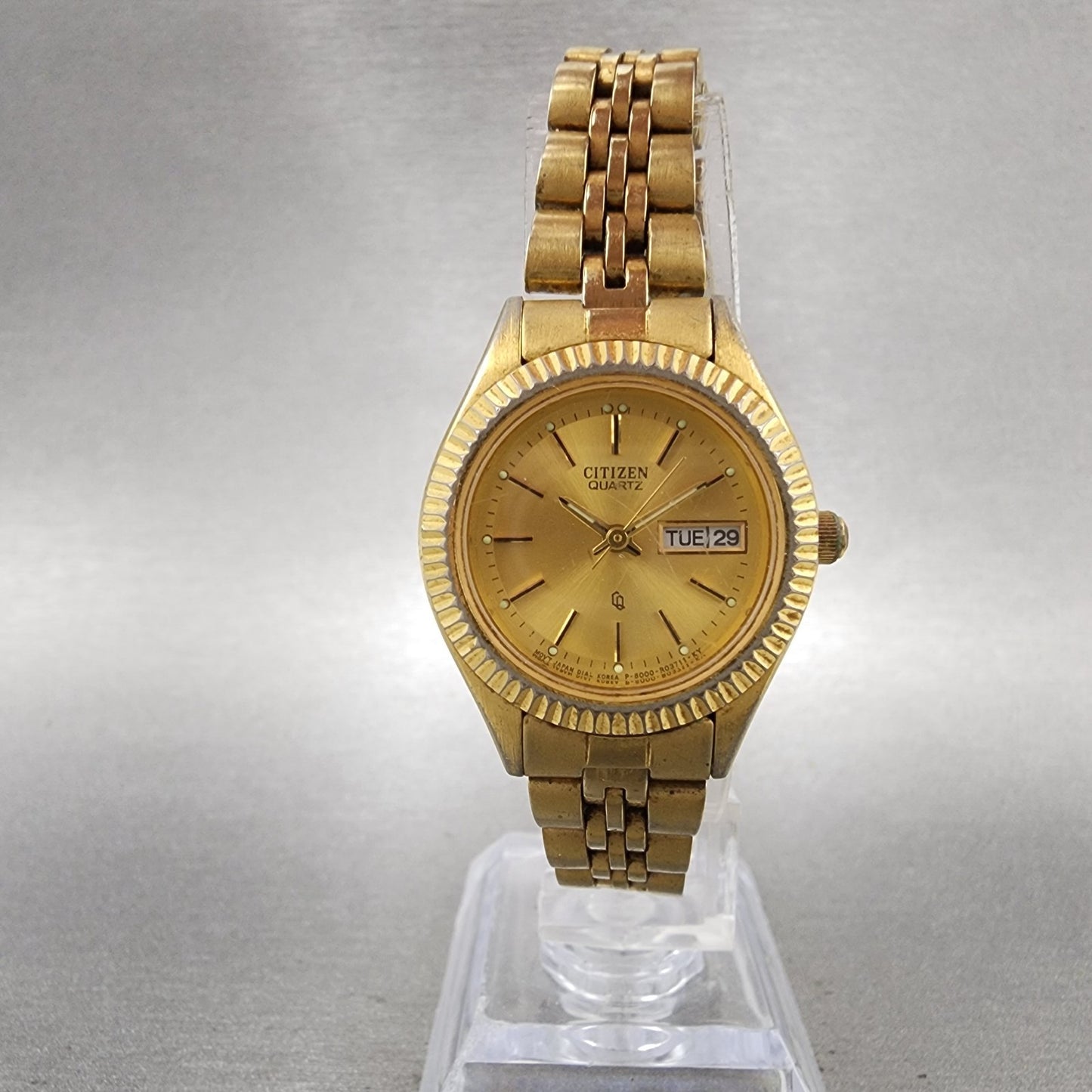 Citizen CQ Watch Women 25mm White Dial Two Tone Daydate Round 6000R00421 Newbat5