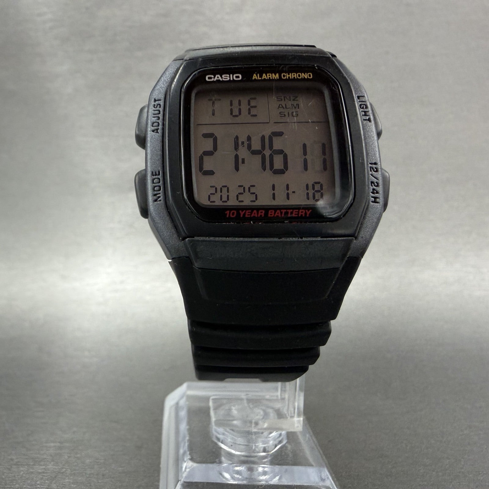 Casio W-96H Watch Men 35mm Digital Black Tone Alarm Chrono Rectangle New Batt GH5