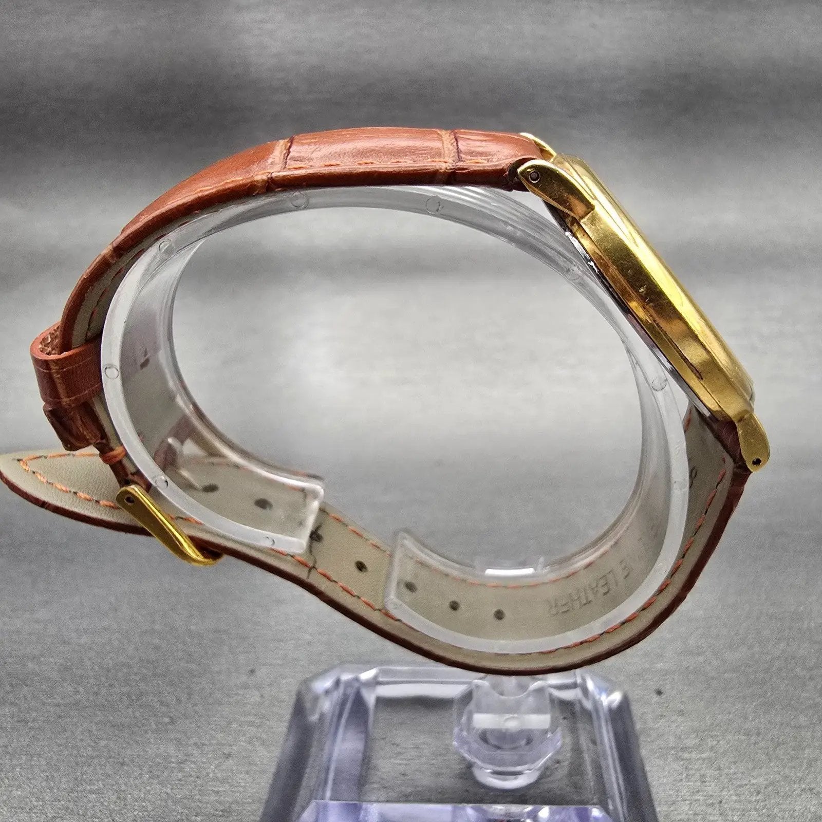 Seiko Watch Men 34mm Ivory Dial Gold Tone Date Round 7N29-8A09 New Battery LP8