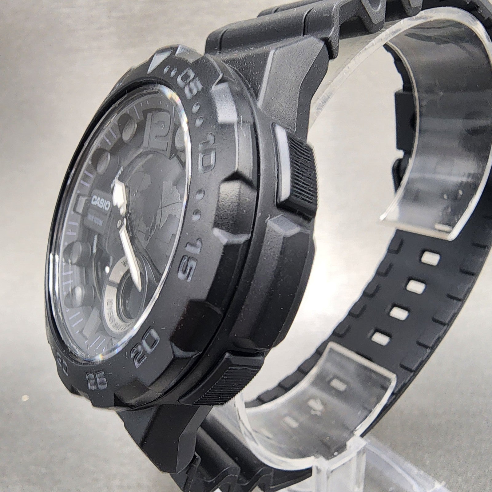 Casio AEQ100 Watch Men 48mm Analog Digital Black World Time Round New Battery2