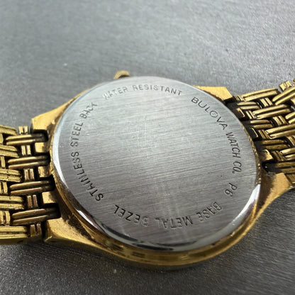 Bulova Watch Men 30mm Black Dial Gold Tone Round 92M83 ETA 976.001 PARTS10