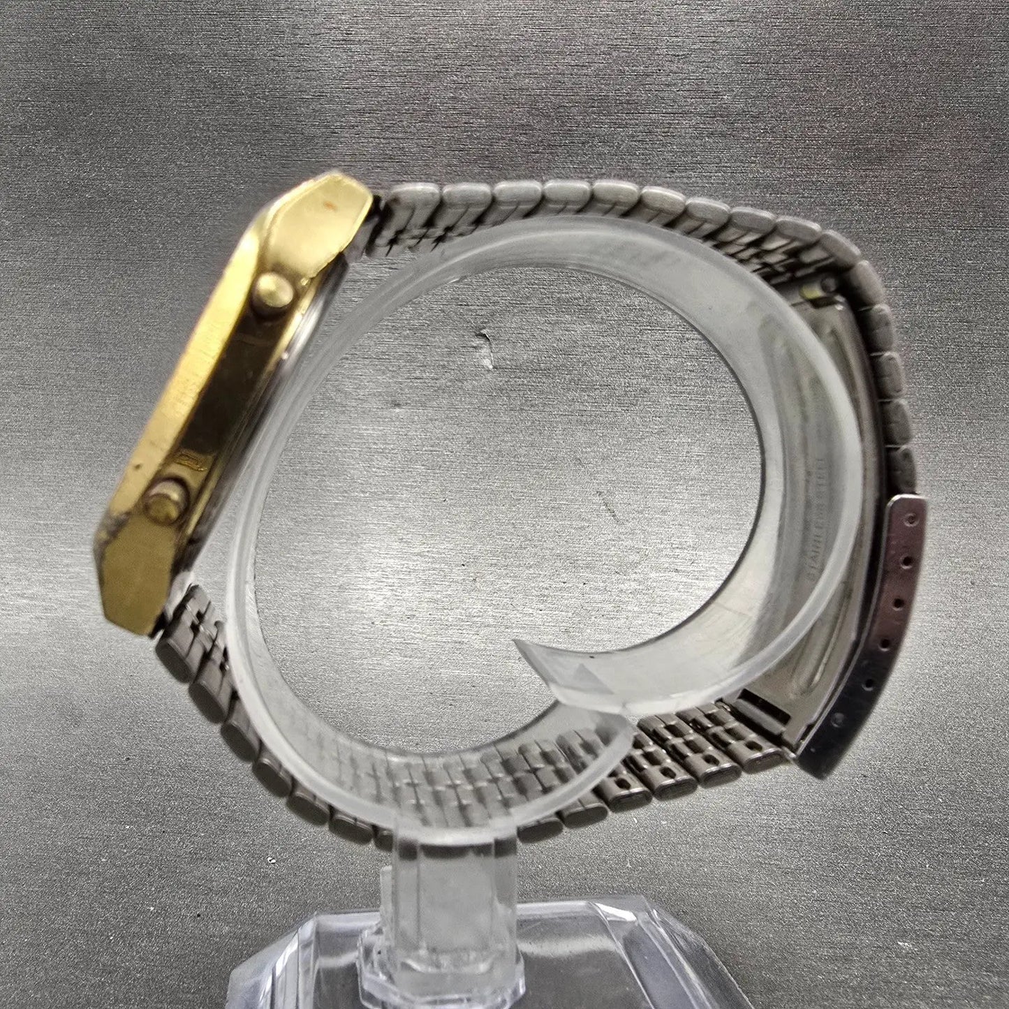 Pulsar Analog Digital Watch Men 32mm Gold Tone Alarm Chronograph Y651 New Battey6