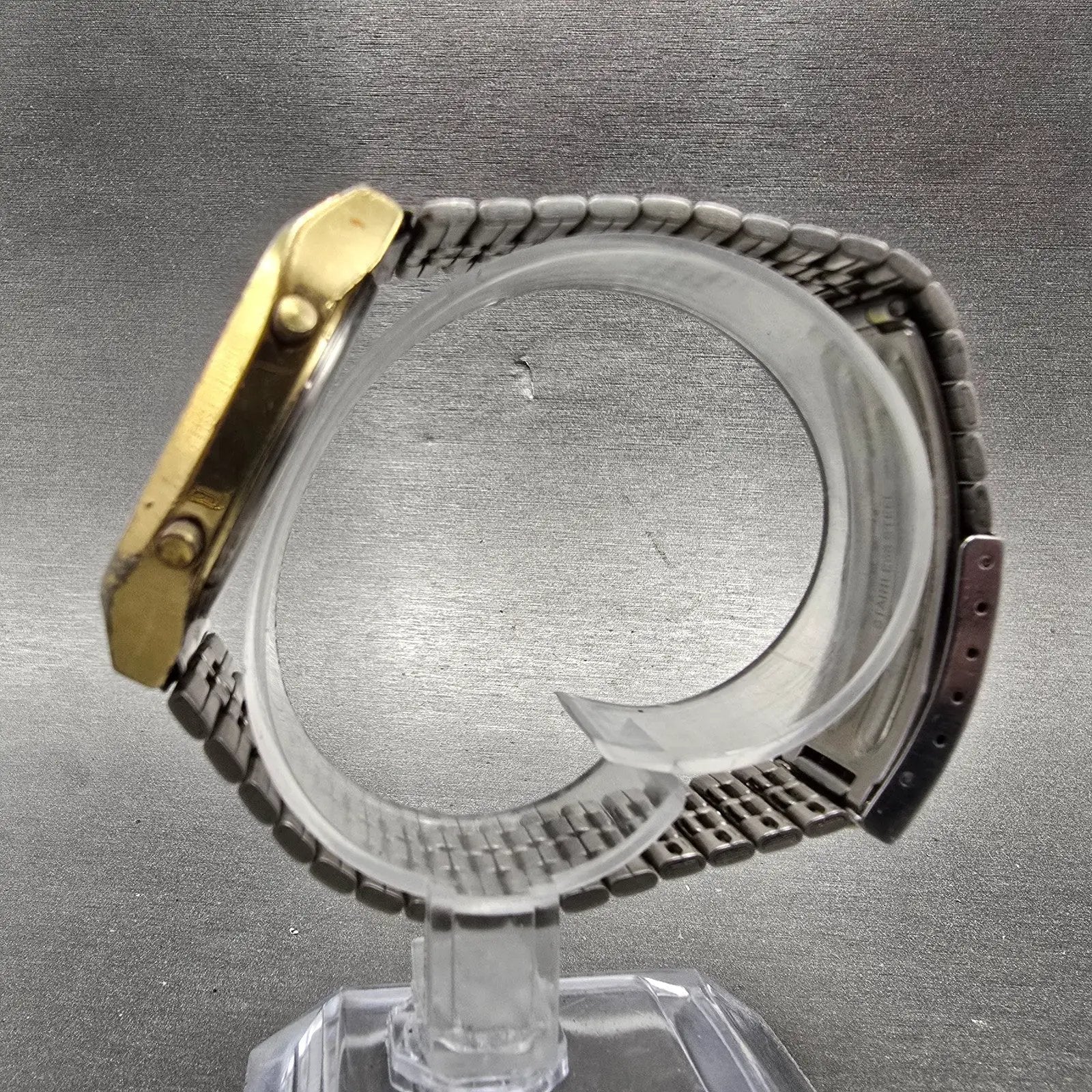 Pulsar Analog Digital Watch Men 32mm Gold Tone Alarm Chronograph Y651 New Battey6