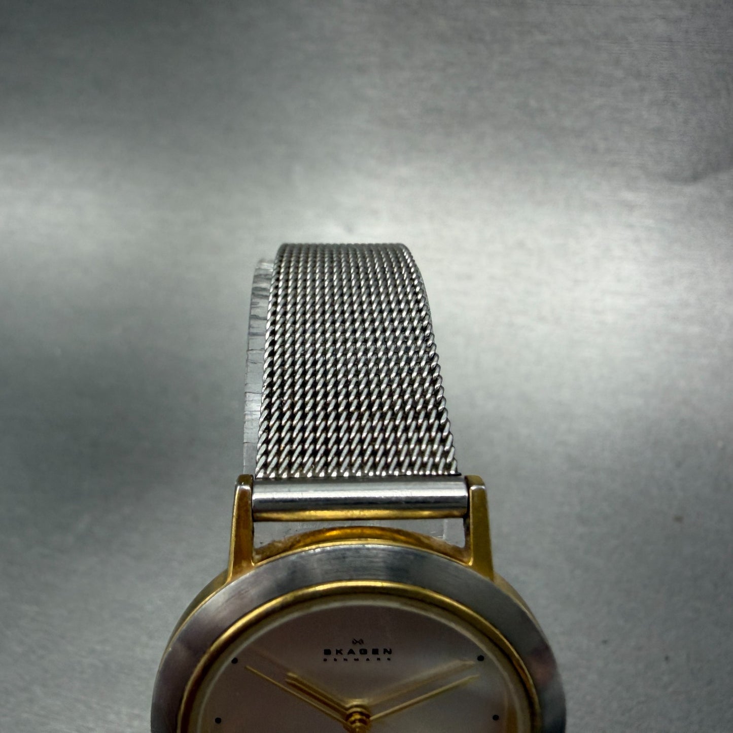 Skagen Watch Women 28mm Silver Dial Two Tone Date Round 16SGS New Battery ABCD4