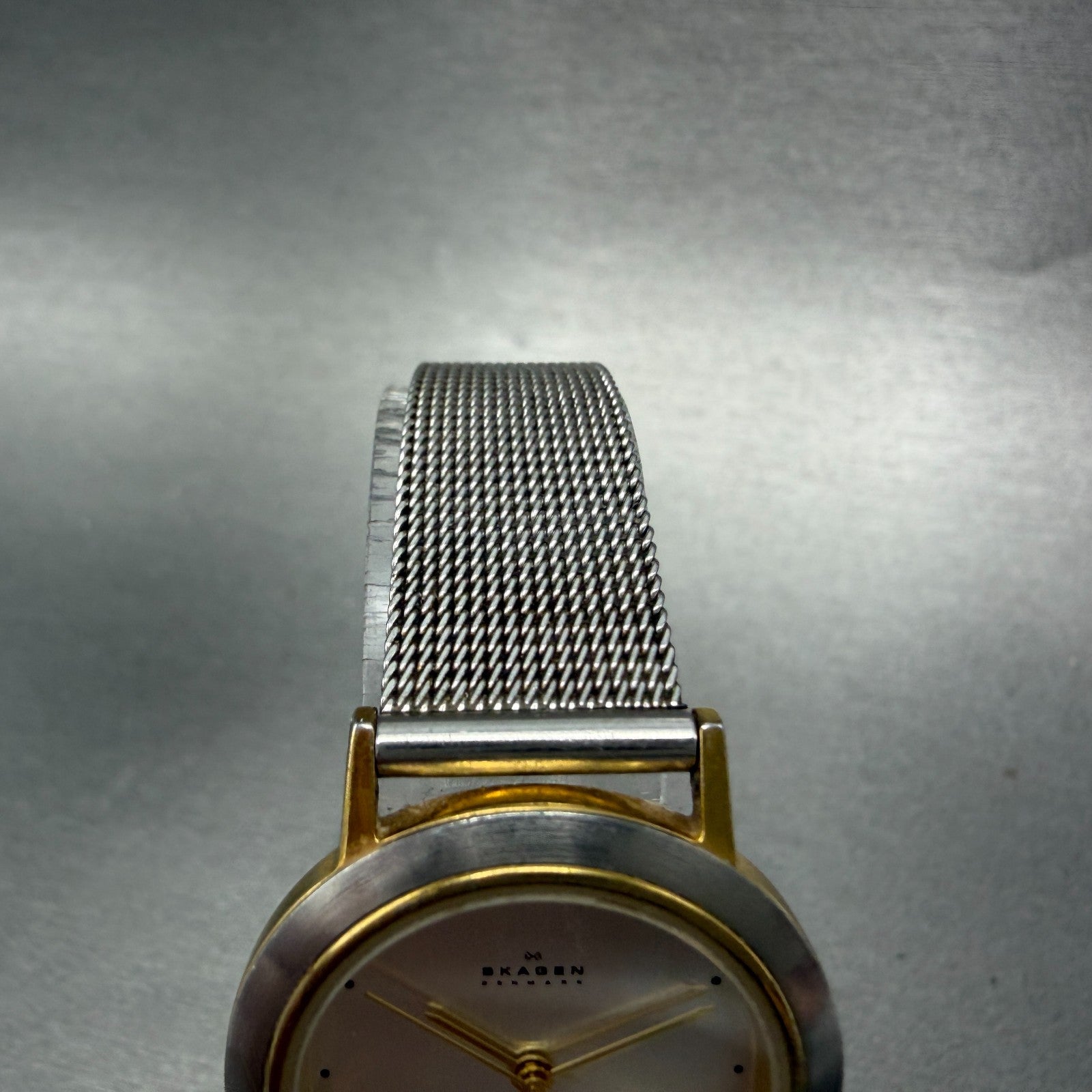 Skagen Watch Women 28mm Silver Dial Two Tone Date Round 16SGS New Battery ABCD4