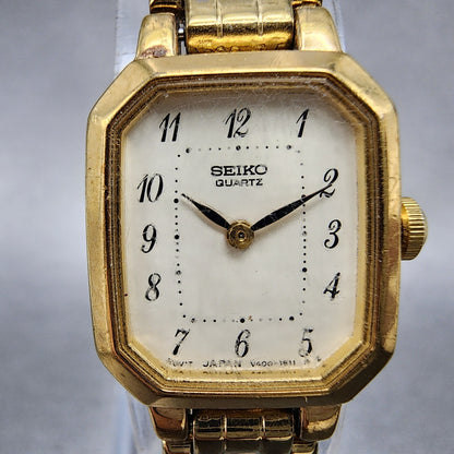 VTG Seiko Watch Women 17mm Cream Dial Gold Tone Octagon V4005608 New Battery1