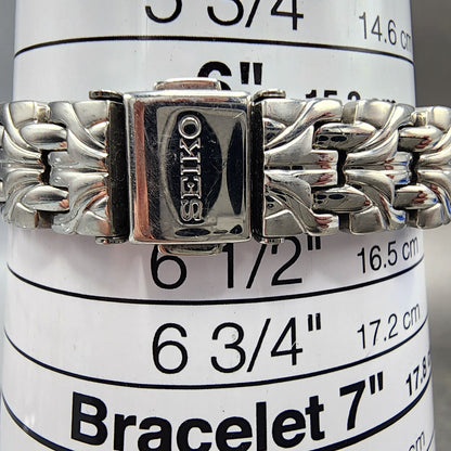 Seiko Solar Watch Women 27mm MOP Dial Steel Date Round Crystal Bezel Runs10