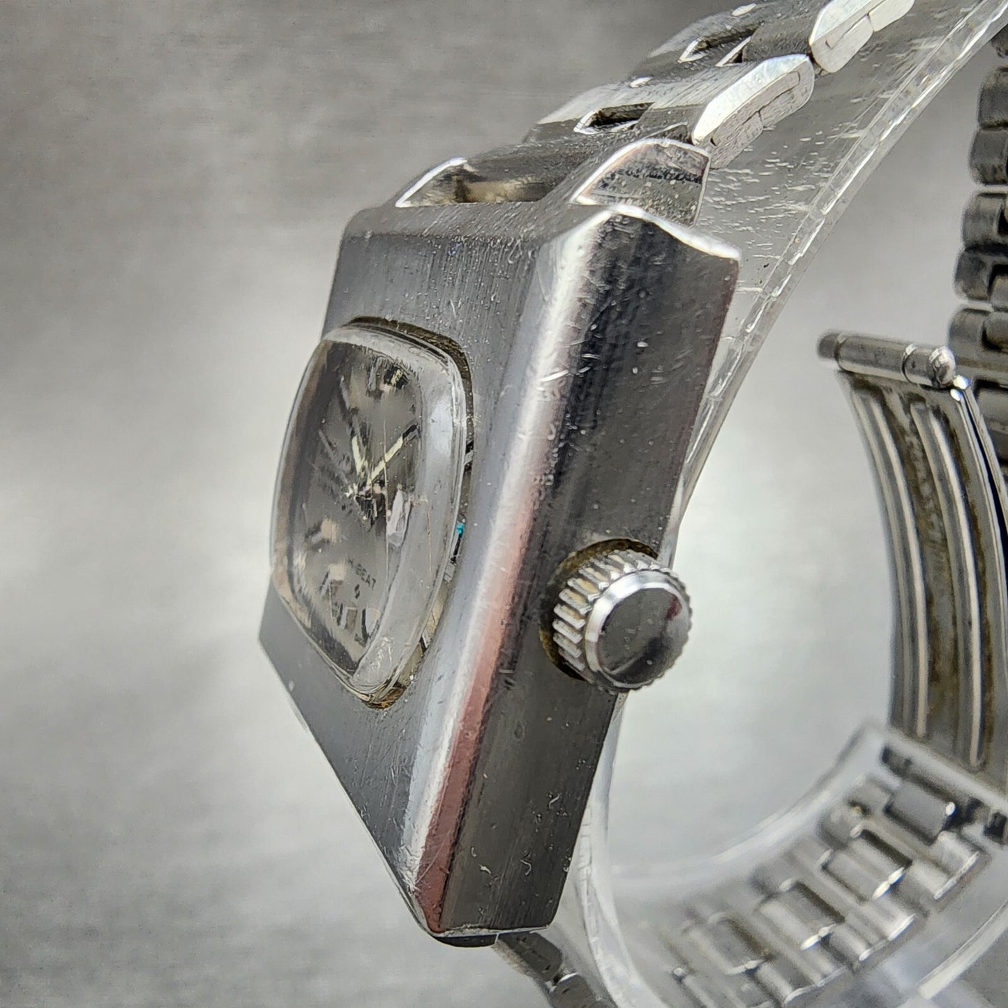 Seiko Automatic Watch Women 26mm Silver Dial Steel Daydate Rectangle Runs!!!!!!!2