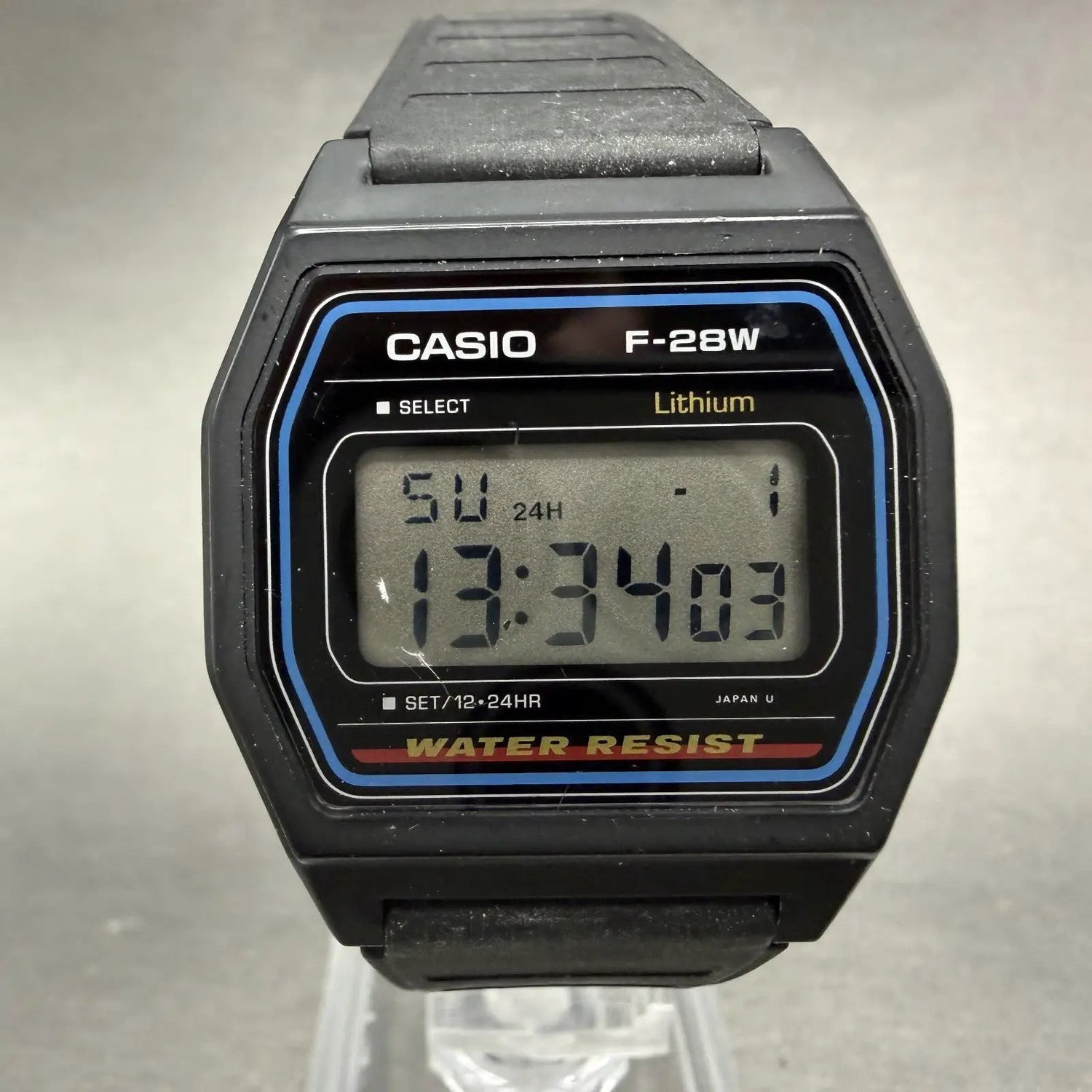 Casio F-28 Watch Men 34mm Digital Black Tone Alarm Chrono Octagon New battery0