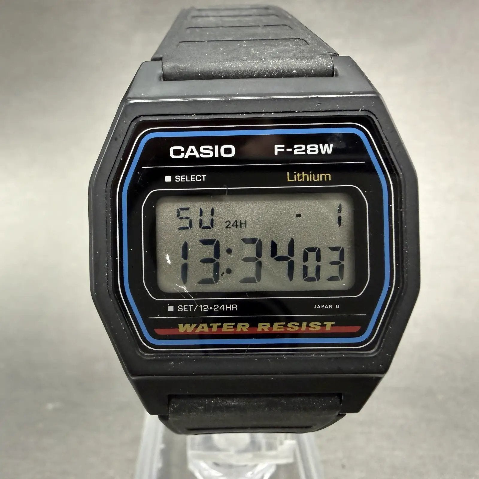 Casio F-28 Watch Men 34mm Digital Black Tone Alarm Chrono Octagon New battery0
